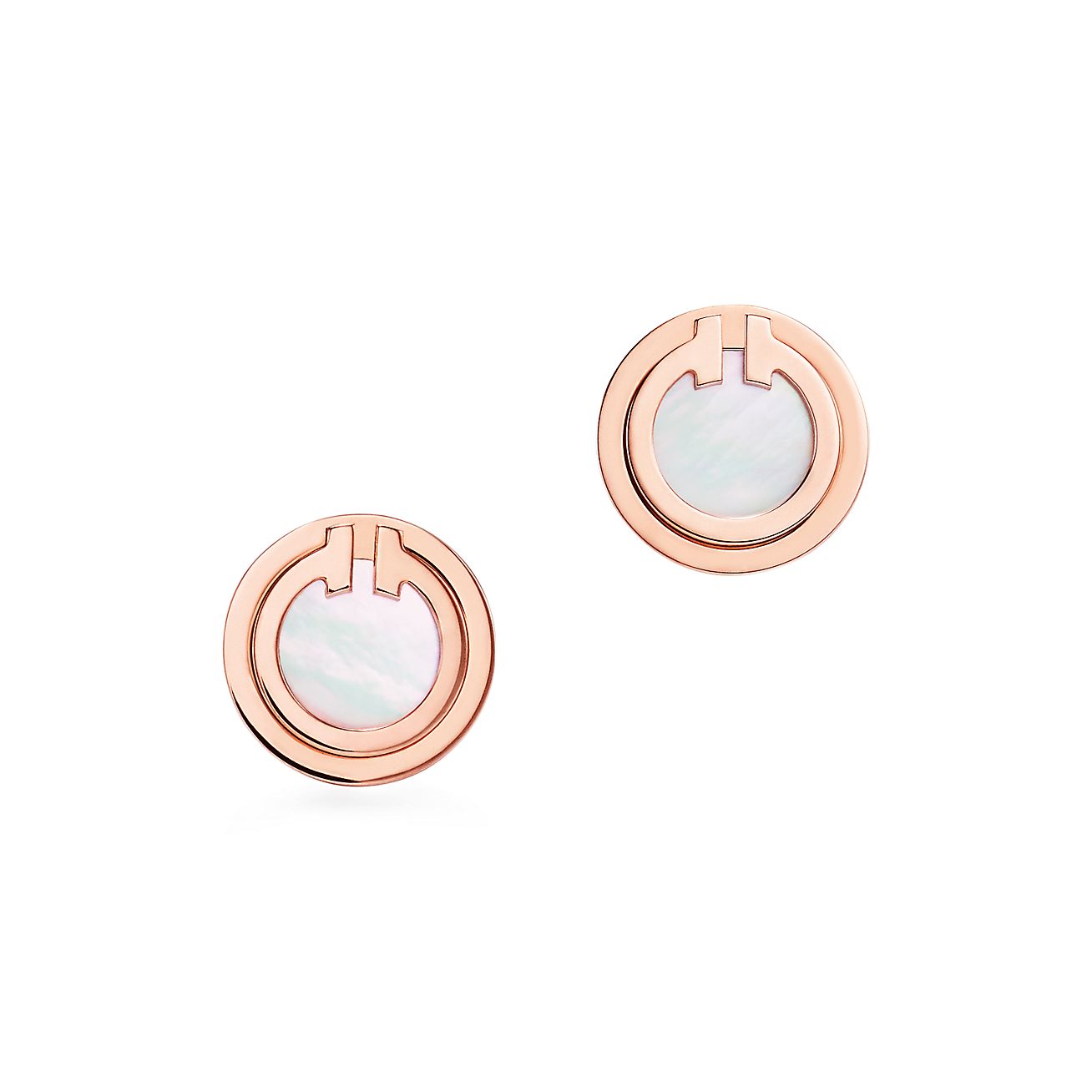 Boucles d'oreilles Cercle Tiffany T en or rose 18 carats et nacre Tiffany & Co.