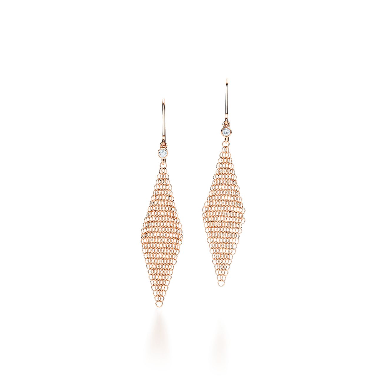 Boucles d'oreilles Maille en or rose 18 carats et diamants Mini Tiffany & Co.