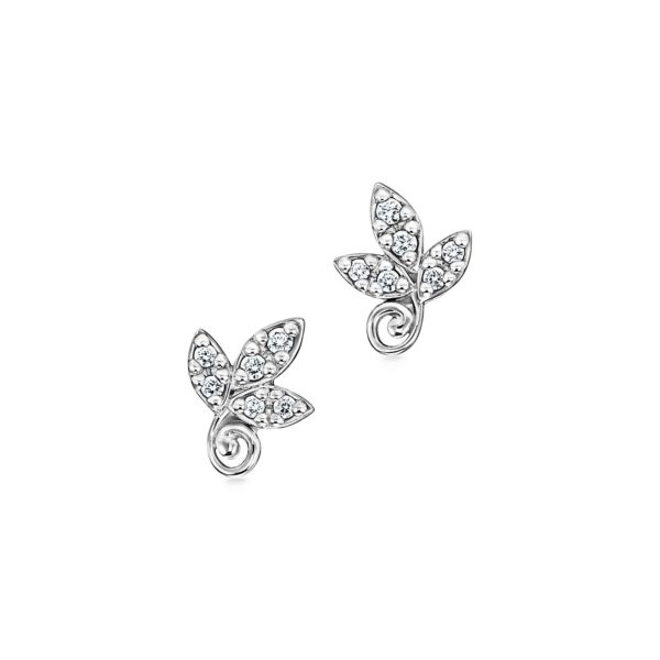 Boucles d'oreilles Olive Leaf Paloma Picasso en or blanc 18 carats et diamants - Size 0.14 Tiffany & Co.