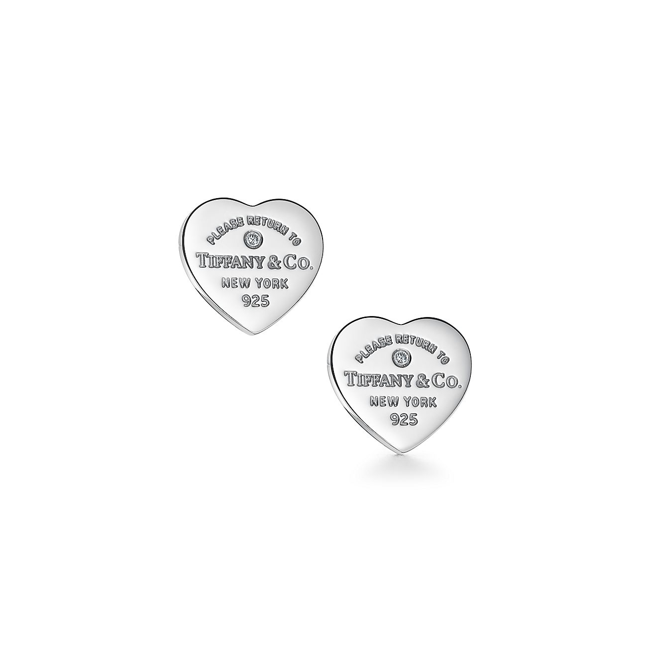 Boucles d'oreilles Plaque Caur Return to Tiffany en argent et diamant Mini Tiffany & Co.