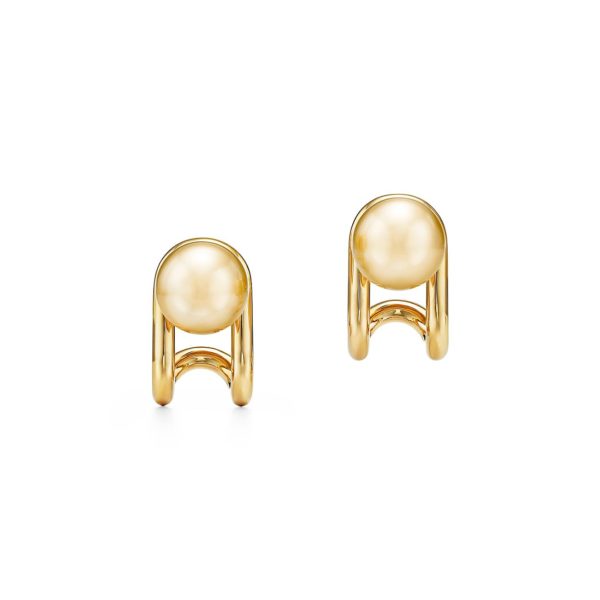 Boucles d'oreilles Tiffany HardWear en or et perles dorées des mers du Sud Tiffany & Co.