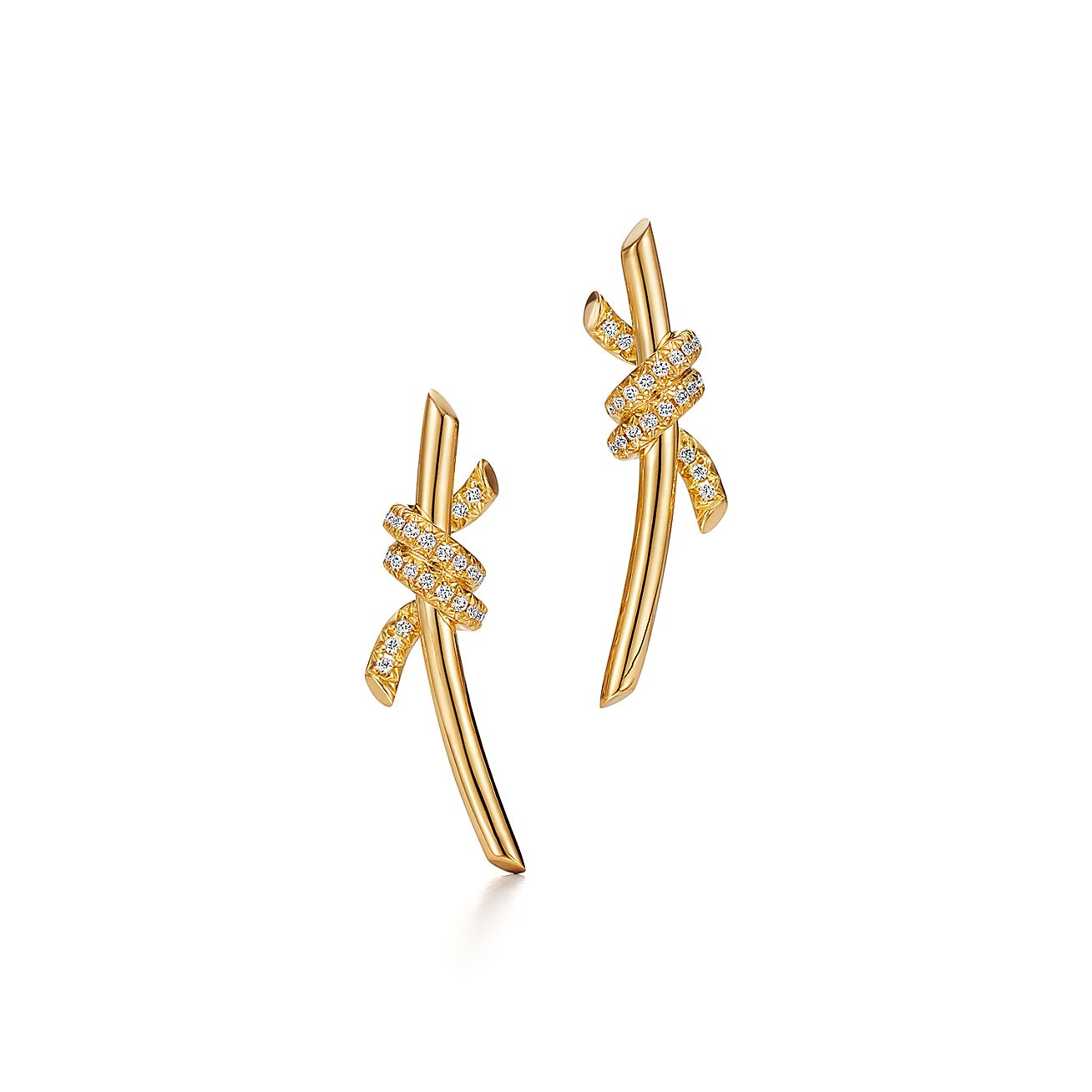 Boucles d'oreilles Tiffany Knot en or jaune 18 carats et diamants Tiffany & Co.