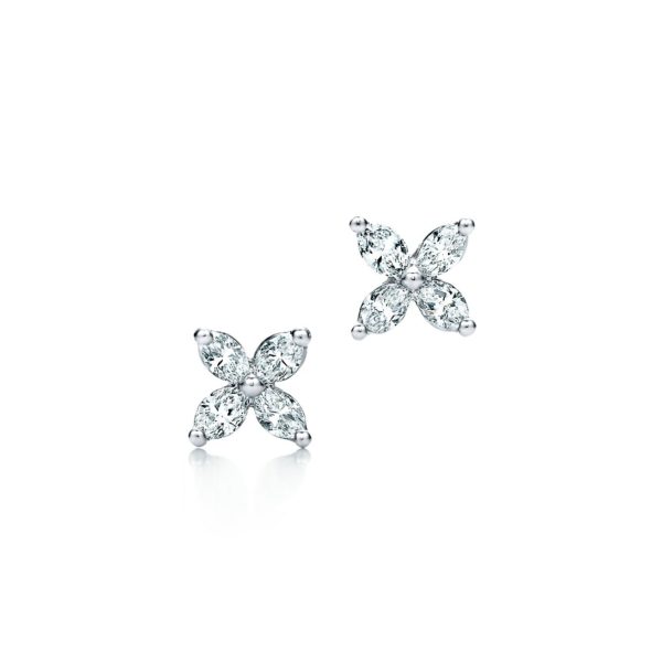 Boucles d’oreilles Tiffany Victoria en platine 925 millièmes Diamants Mini Tiffany & Co.