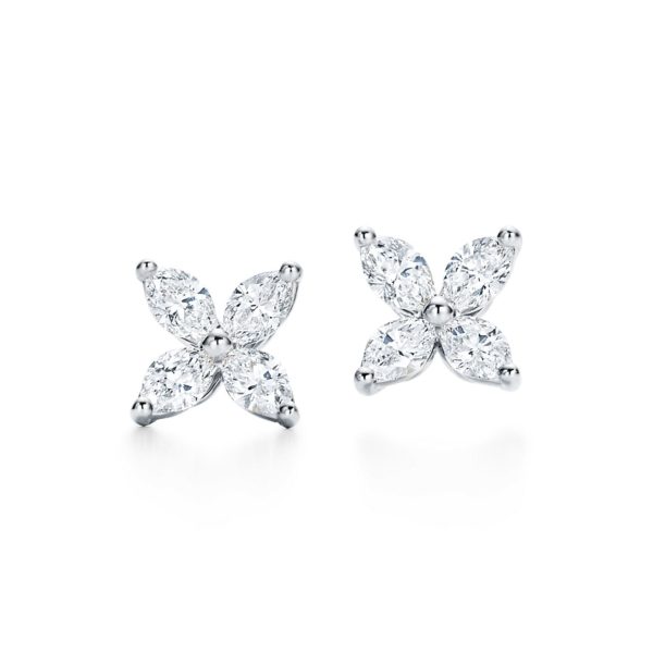Boucles d’oreilles Tiffany Victoria en platine 925 millièmes Diamants Small Tiffany & Co.