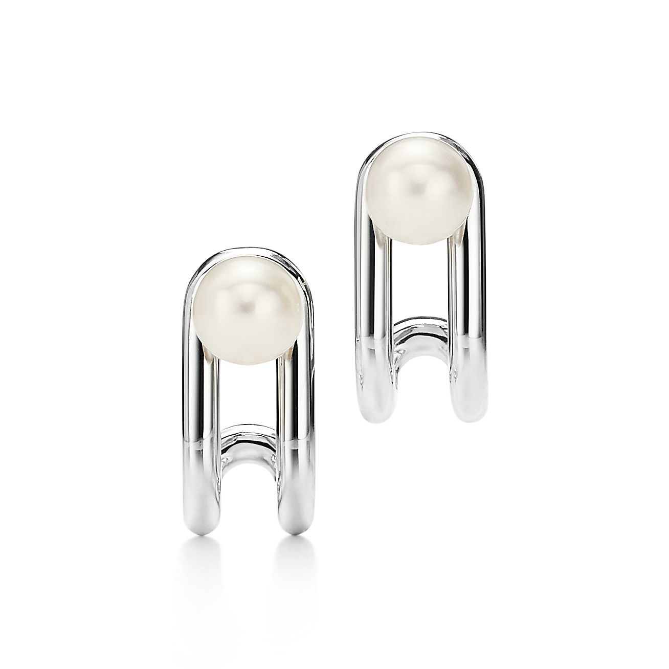 Boucles d'oreilles à charnière Tiffany HardWear en perle double et argent Tiffany & Co.