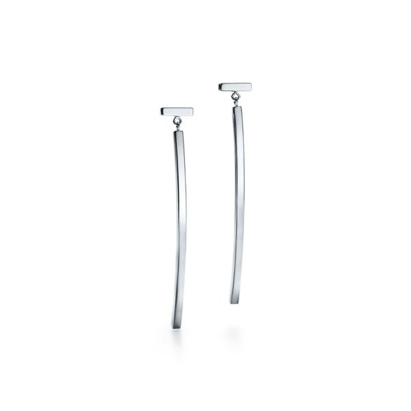 Boucles d'oreilles barrettes Tiffany T en or blanc 18 carats Tiffany & Co.