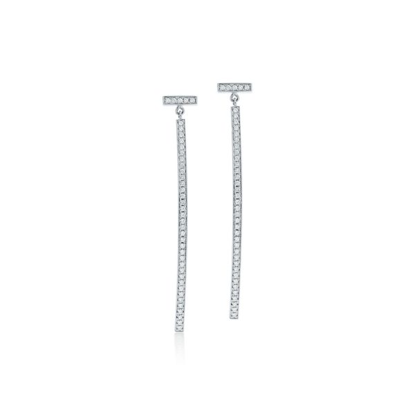 Boucles d'oreilles barrettes Tiffany T en or blanc 18 carats et diamants Tiffany & Co.