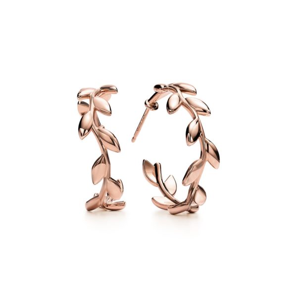 Boucles d'oreilles créoles Olive Leaf Paloma Picasso en or rose 18 carats Tiffany & Co.