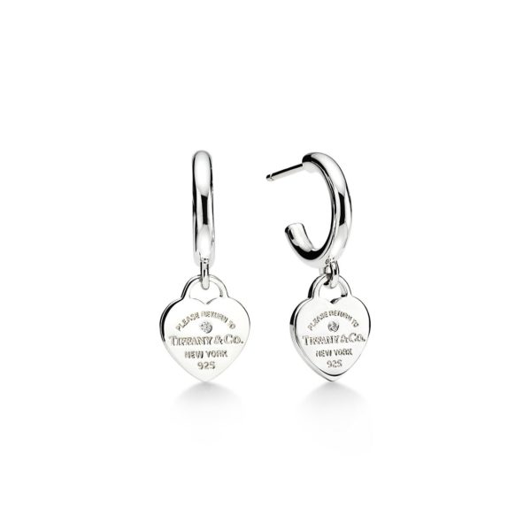 Boucles d'oreilles créoles Return to Tiffany en argent et diamants Mini Tiffany & Co.