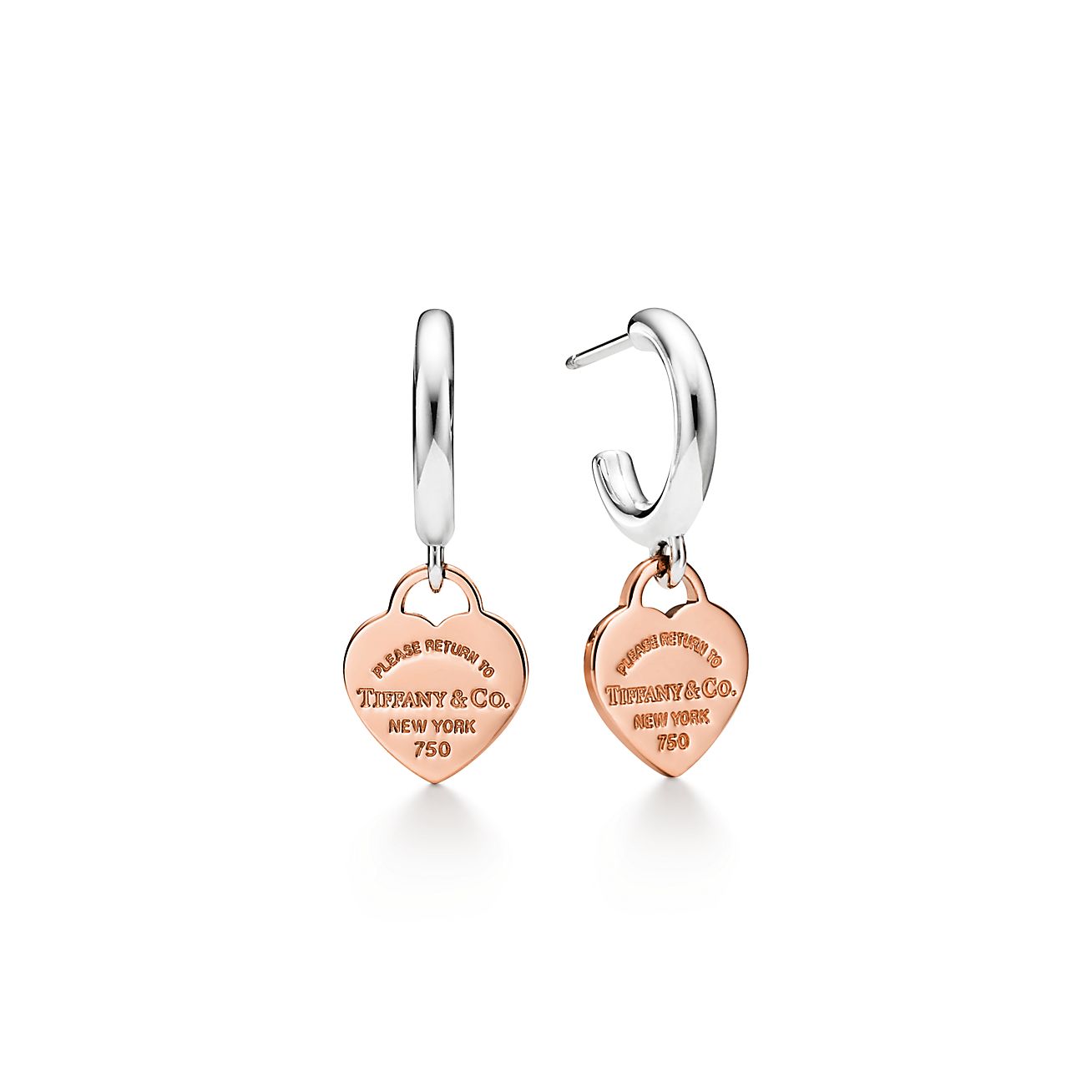 Boucles d'oreilles créoles Return to Tiffany en argent et or rose Mini Tiffany & Co.