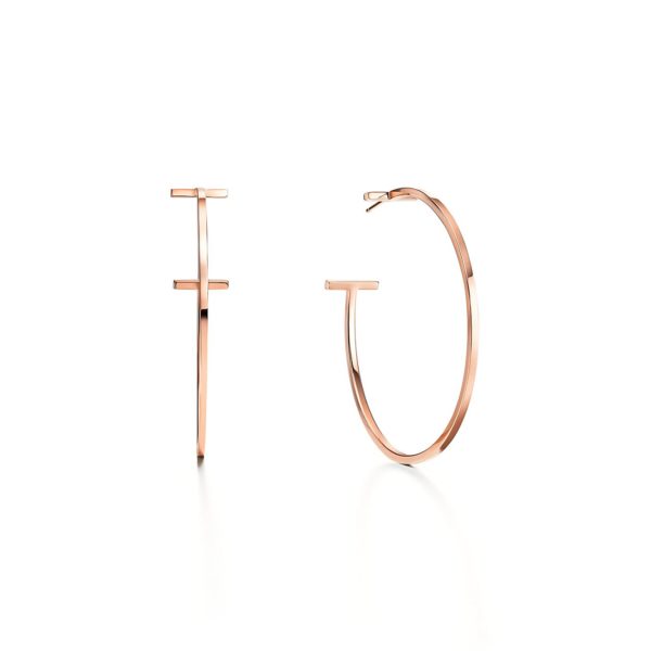 Boucles d'oreilles créoles Wire Tiffany T en or rose 18 carats Extra large Tiffany & Co.
