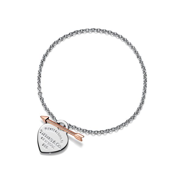 Bracelet Caur Lovestruck et Flèche Return to Tiffany en argent et or rose, smal – Size Extra Small Tiffany & Co.