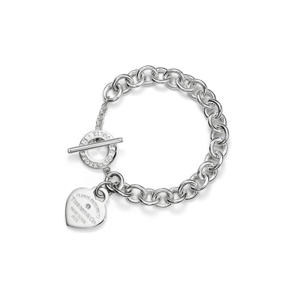 Bracelet Plaque Caur Return to Tiffany en argent et diamant Medium - Size Large Tiffany & Co.