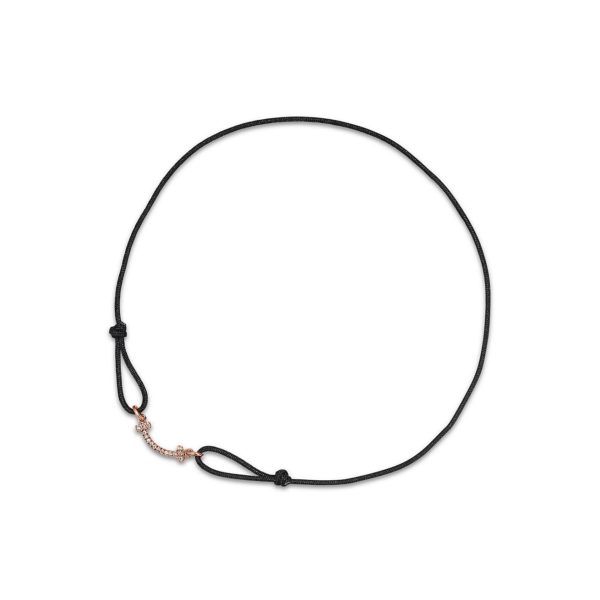 Bracelet Smile Tiffany T en or rose 18 carats avec cordon noir et diamants - Size Extra Small - Medium Tiffany & Co.