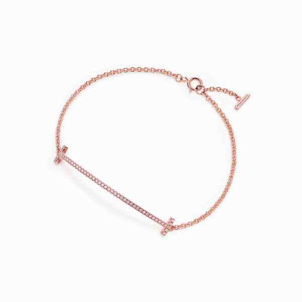 Bracelet Smile Tiffany T en or rose 18 carats et diamants - Size Small Tiffany & Co.