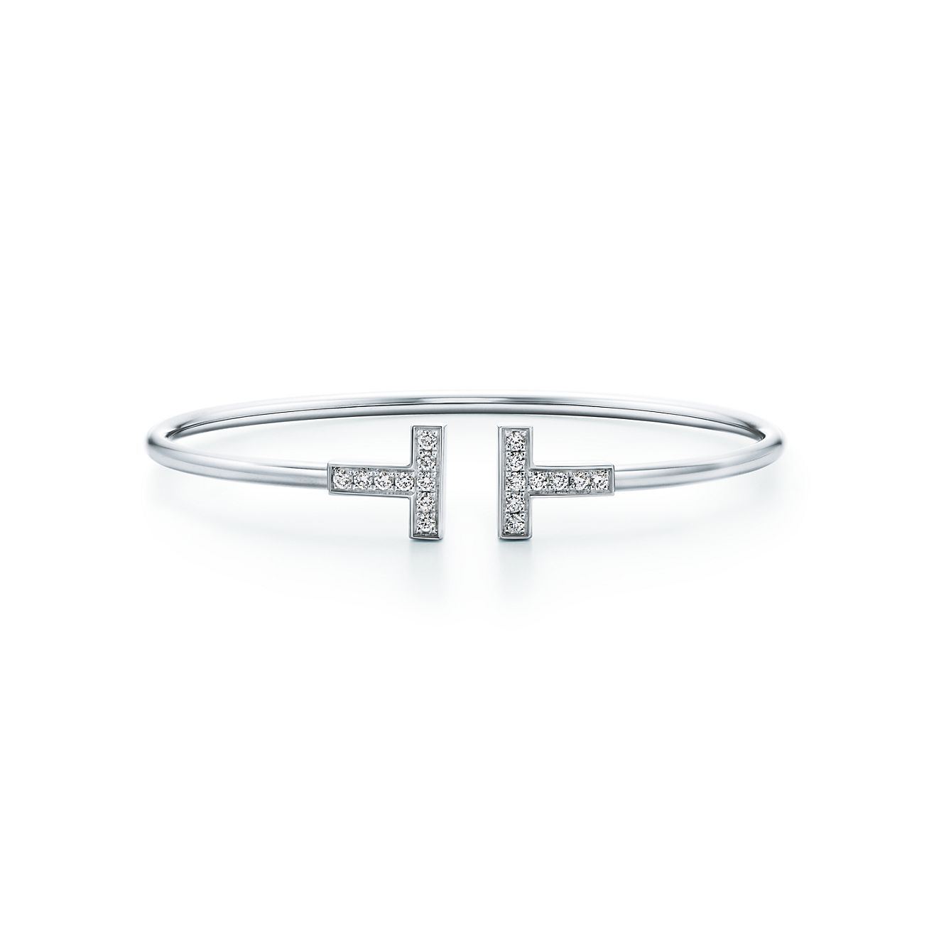 Bracelet Wire Tiffany T en or blanc 18 carats et diamants Small Tiffany & Co.