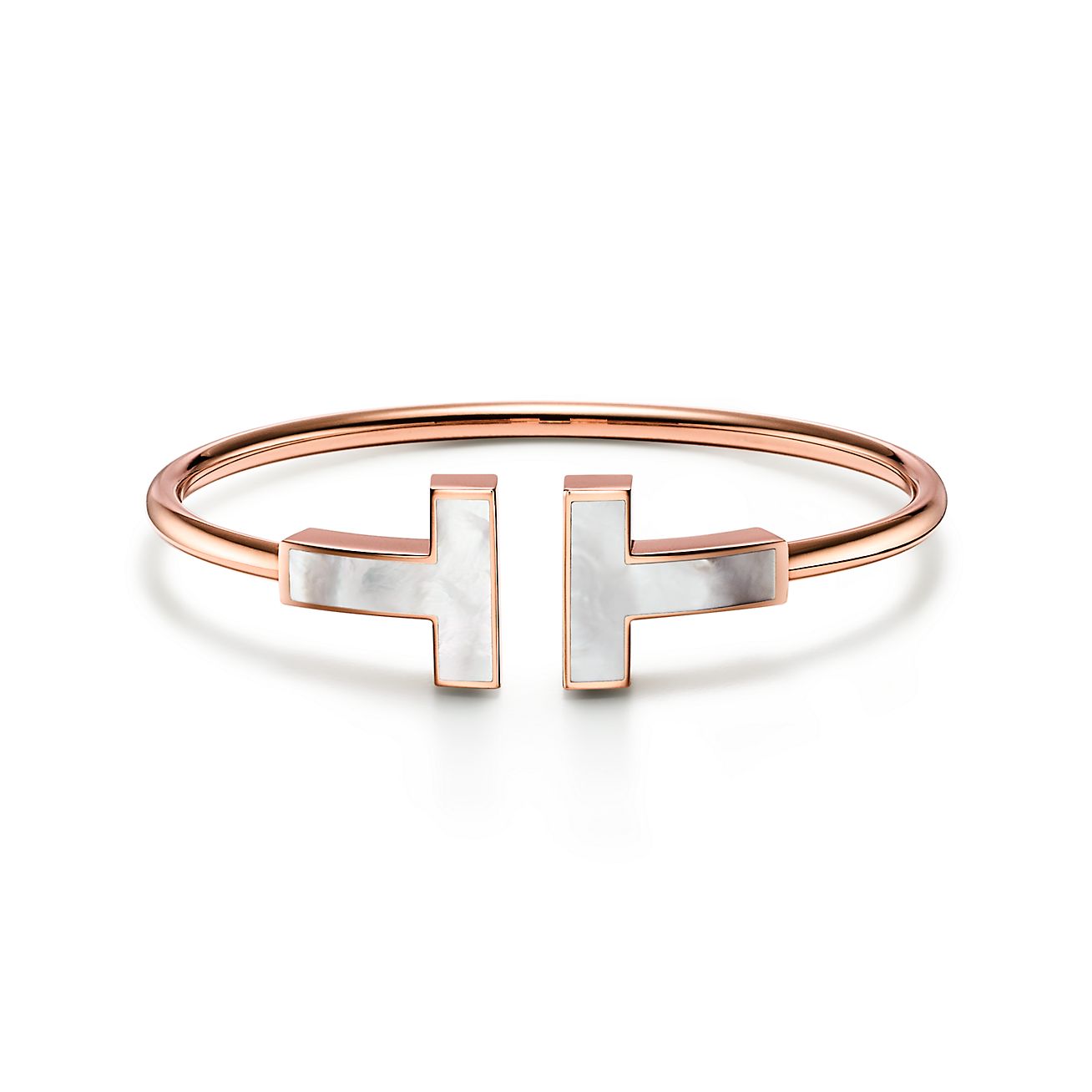 Bracelet Wire Tiffany T en or rose 18 carats et nacre Large - Size Medium Tiffany & Co.