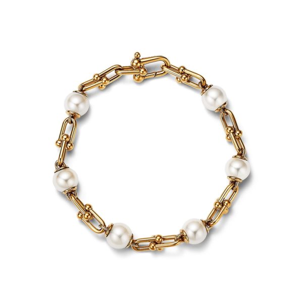 Bracelet à maillons Tiffany HardWear en or jaune et perles d’eau douce – Size Extra Large Tiffany & Co.