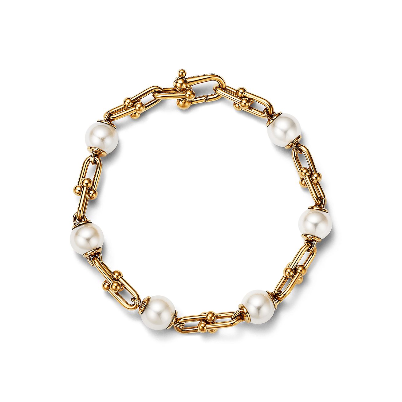 Bracelet à maillons Tiffany City HardWear en or jaune et perles d'eau douce - Size Extra Small Tiffany & Co.