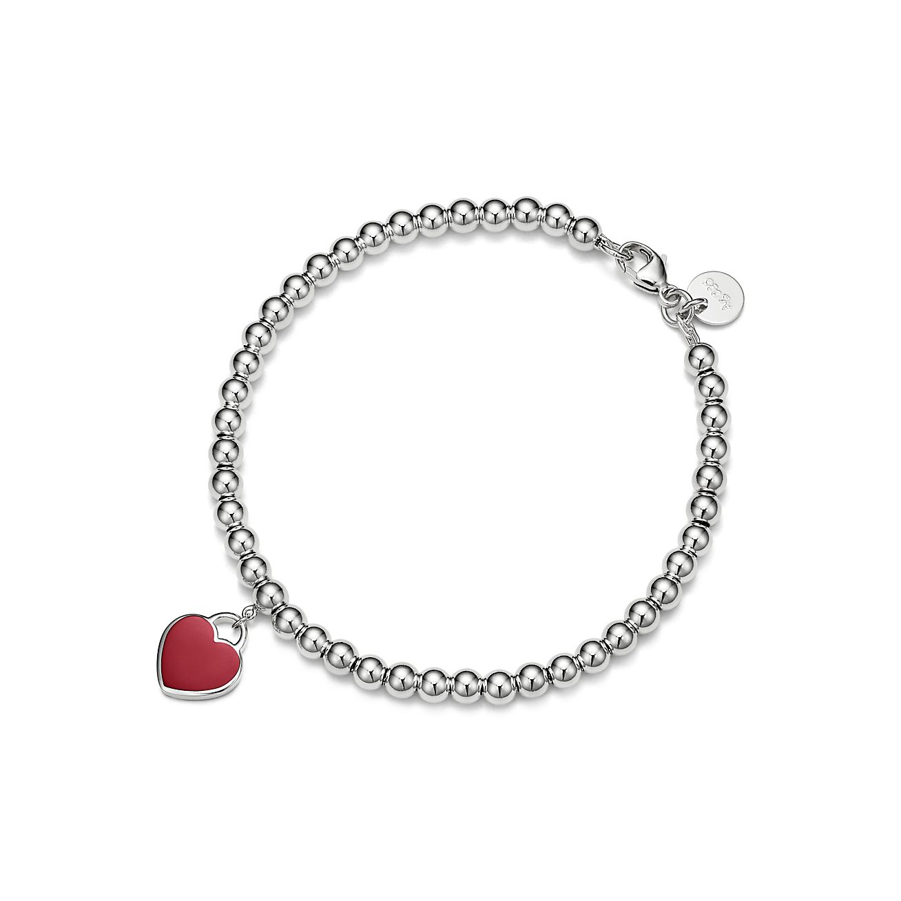 Bracelet de perles Caur mini rouge Return to Tiffany en argent et diamant 4 mm - Size Large Tiffany & Co.