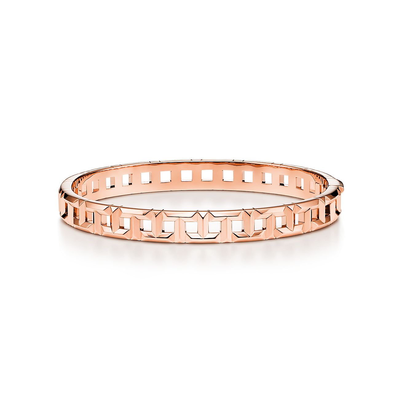 Bracelet jonc à charnière étroite Tiffany T True en or rose 18 carats Medium Tiffany & Co.