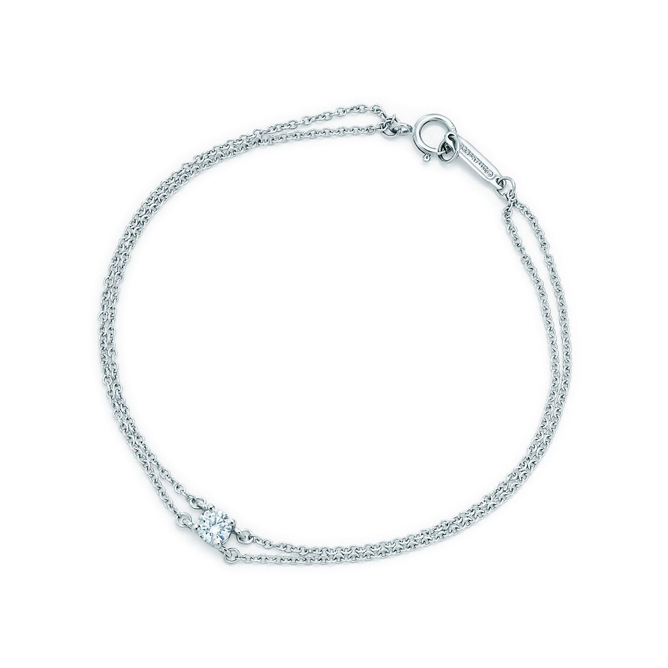 Bracelet orné d'un diamant solitaire Tiffany en platine 950 millièmes - Size Medium Tiffany & Co.