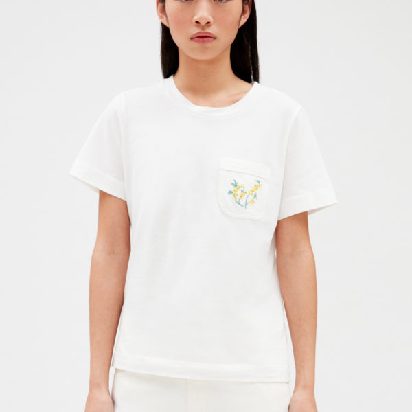 T-shirt poche brodée blanc – Claudie Pierlot