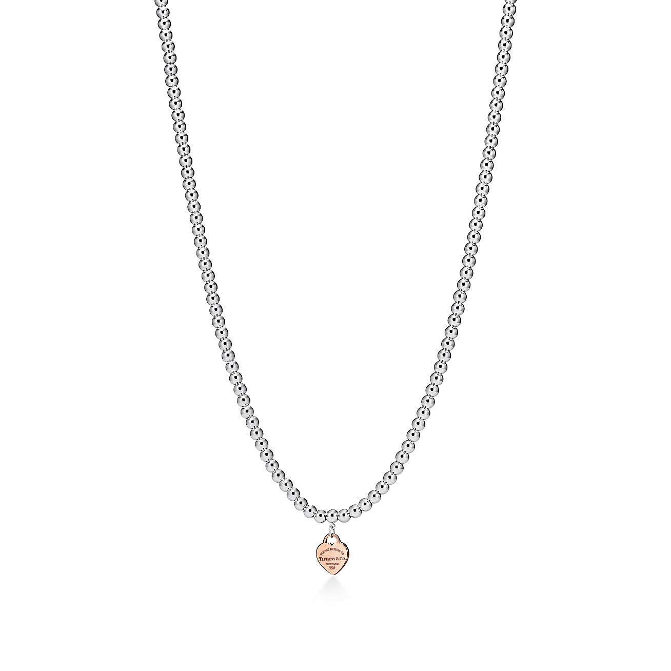 Collier de perles Plaque Caur Return to Tiffany en argent et or rose Mini Tiffany & Co.