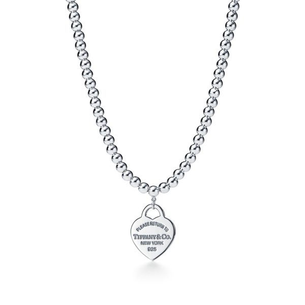 Collier de perles Plaque Caur Return to Tiffany, fermoir à bascule, en argent – Size 16 in Tiffany & Co.