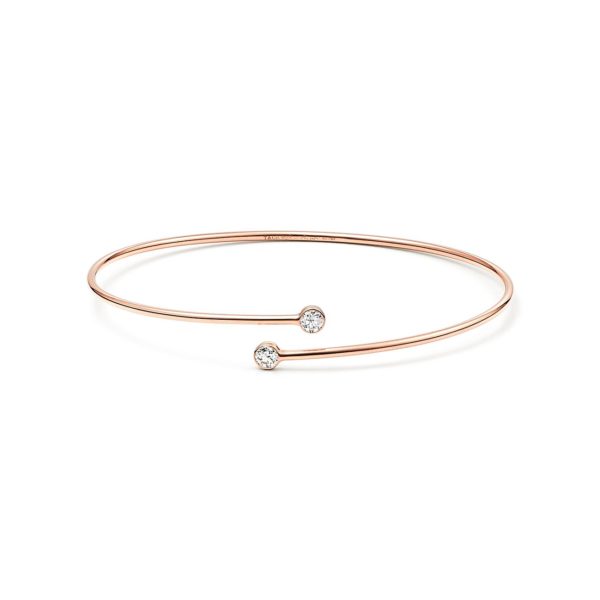 Jonc simple Diamond Hoop Elsa Peretti en or rose 18 carats et diamants - Size Small Tiffany & Co.