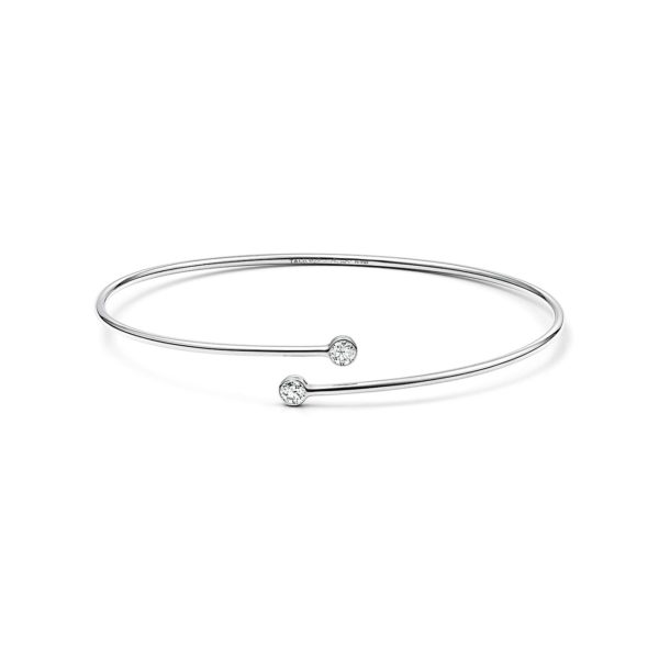 Jonc simple Diamond Hoop Elsa Peretti en platine 950 mil et diamants Medium Tiffany & Co.