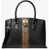 MK Sac Ruby en poil de vachette à imprimé léopard et cuir clouté de taille moyenne - NOIR COMBO(NOIR) - Michael Kors luxe