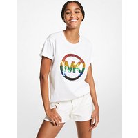 MK T-shirt PRIDE en coton biologique à logo et sequins – BLANC(BLANC) – Michael Kors