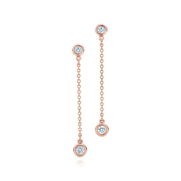 Pendants d’oreilles Diamonds by the Yard par Elsa Peretti en or rose 18 cts Tiffany & Co.