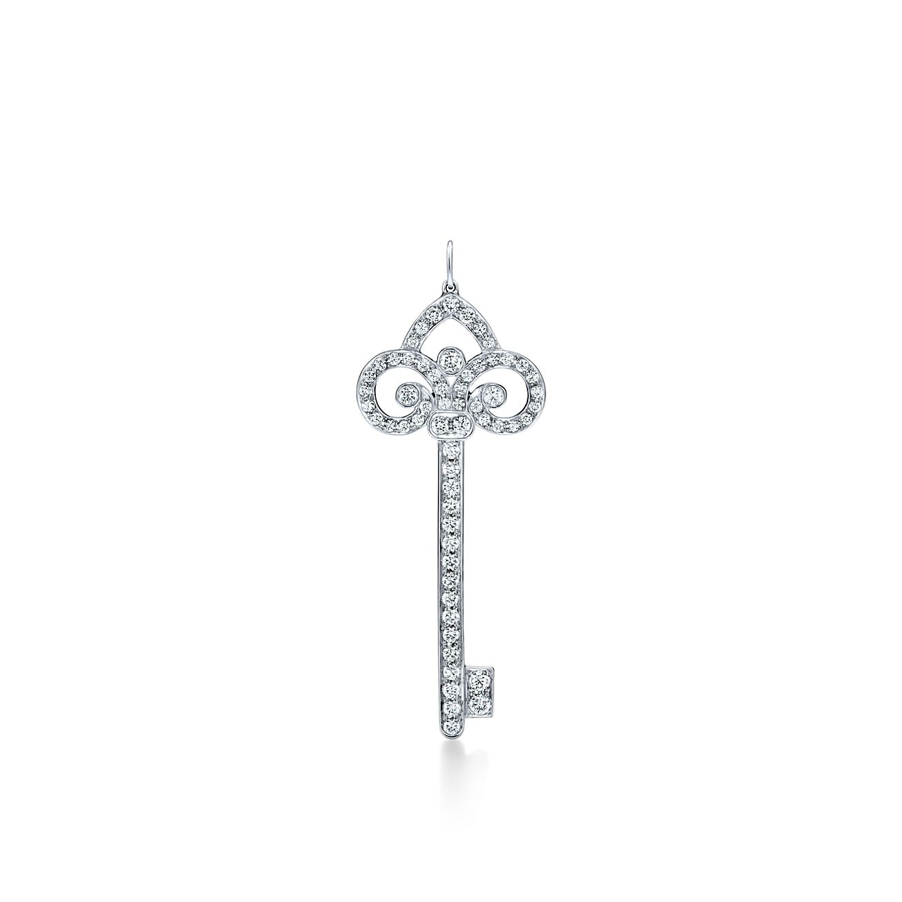 Pendentif Clé Fleur de Lys Clés Tiffany en platine 950 millièmes et diamants - Size 2 in Tiffany & Co.
