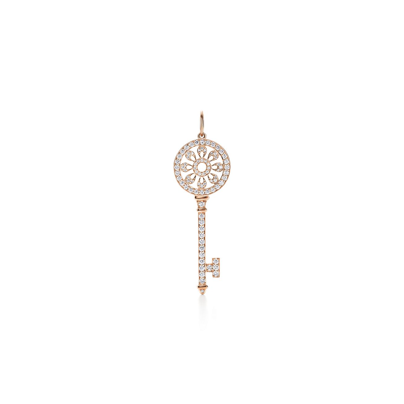 Pendentif Clé Pétale Clés Tiffany en or rose 18 carats et diamants Medium Tiffany & Co.