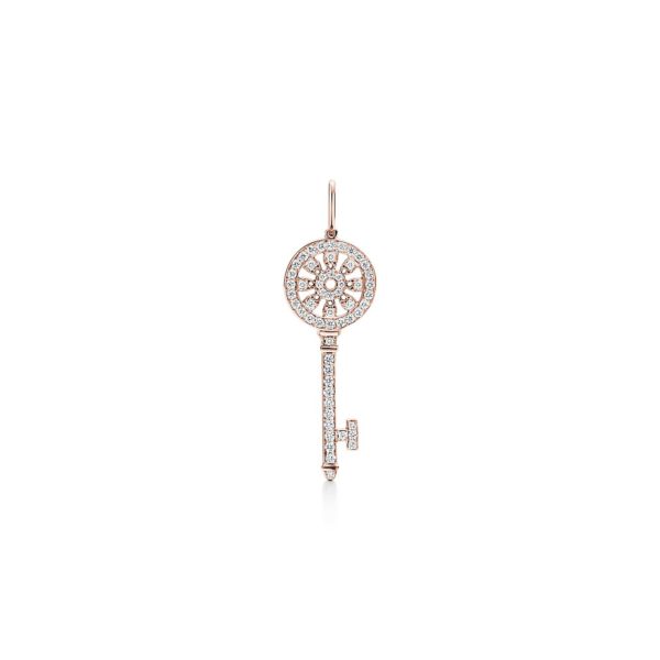 Pendentif Clé Tiffany Pétales en or rose 18 carats et diamants Mini Tiffany & Co.