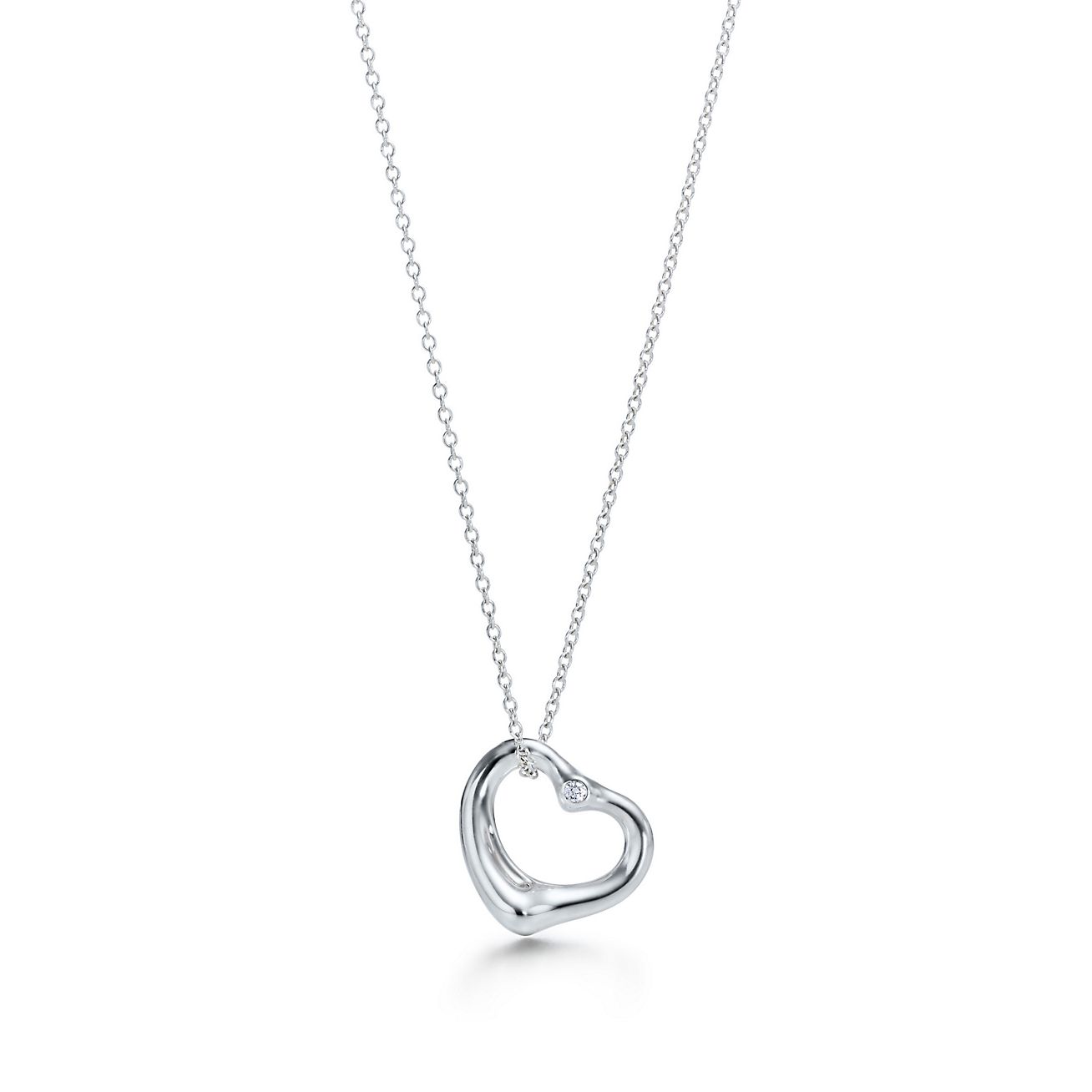 Pendentif Open Heart en argent et diamants Plusieurs tailles au choix - Size 16 mm Tiffany & Co.