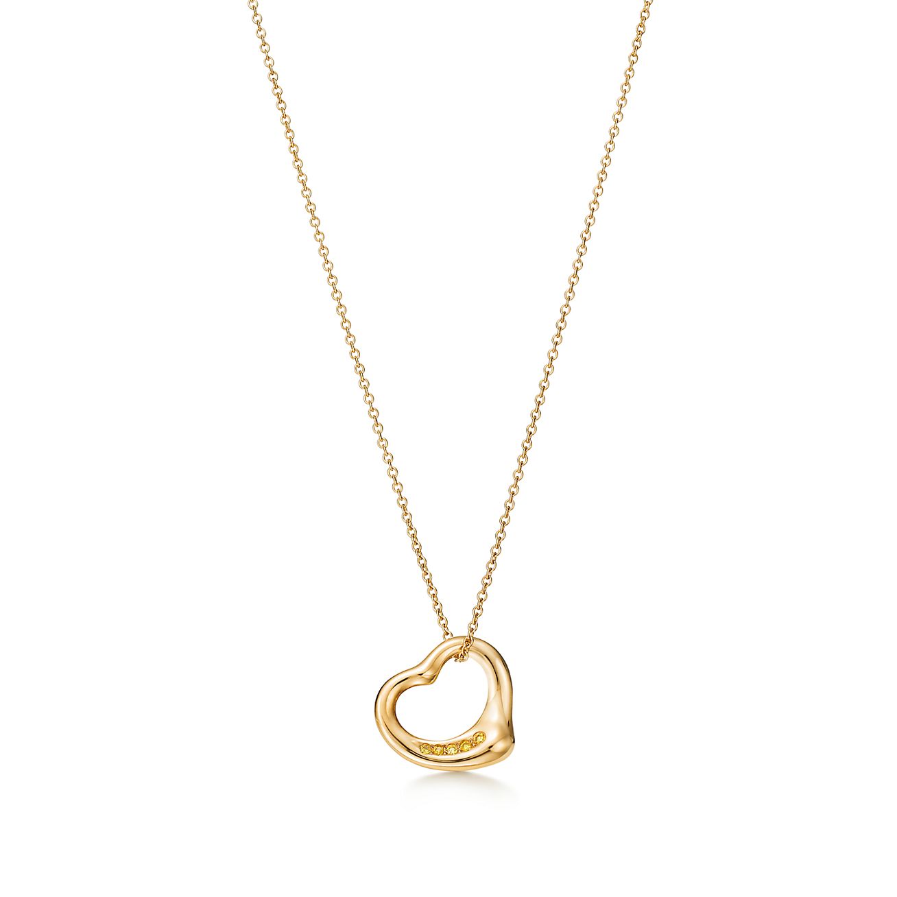 Pendentif Open Heart par Elsa Peretti en or 18 carats et diamants jaunes Tiffany & Co.