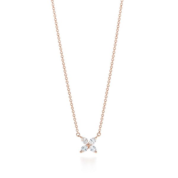 Pendentif Tiffany Victoria en or rose 18 carats et diamants Small Tiffany & Co.