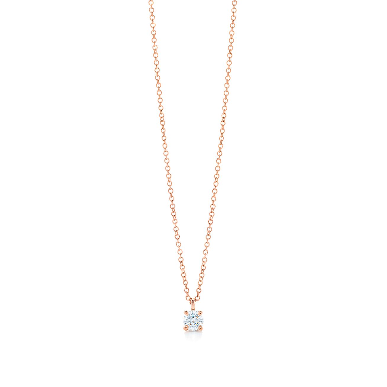 Pendentif orné d'un diamant solitaire Tiffany en or rose 18 carats - Size 0.17 Tiffany & Co.