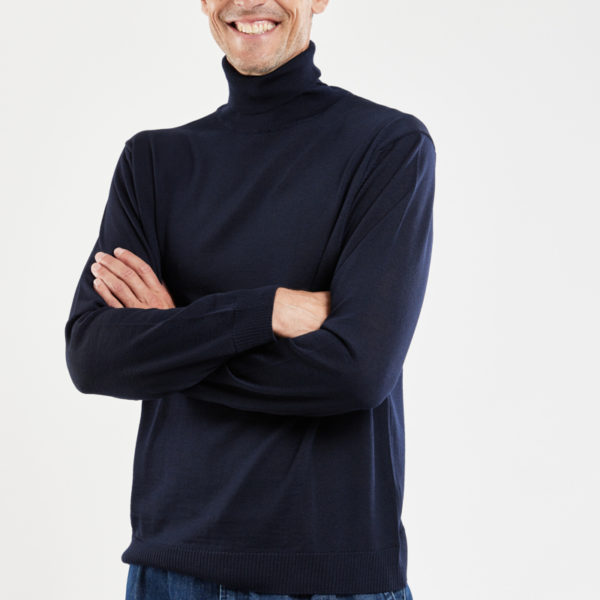 BERAC Pull col roulé - laine mérinos Homme 070 NAVY 4XL