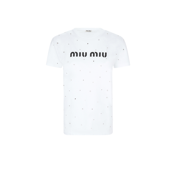 T-shirt Logo en coton – Miu Miu
