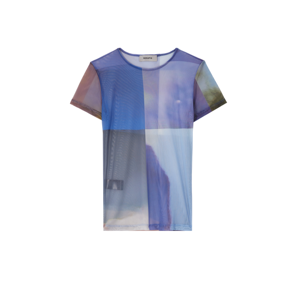 T-shirt Purple Grid à imprimé en mesh – Serapis