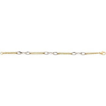 Bracelets Brillaxis  Bracelet double rang motif navette or bicolore - Brillaxis