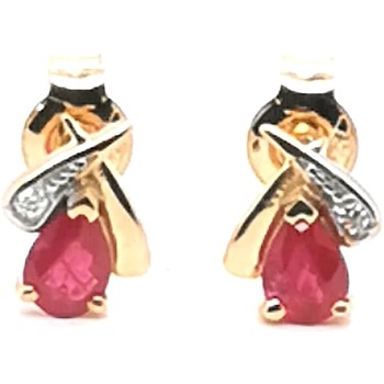 Boucles oreilles Brillaxis  Boucles d'oreilles  or rubis diamants - Brillaxis