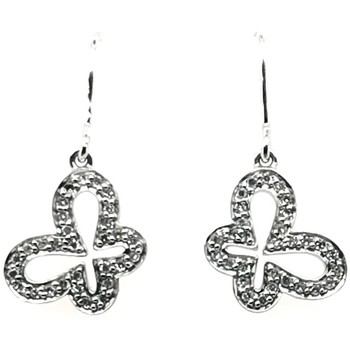 Boucles oreilles Brillaxis  Boucles d'oreilles papillons or blanc 9 carats  375/1000 - Brillaxis