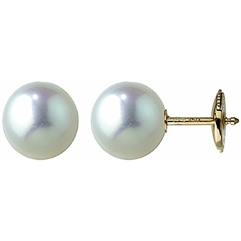 Boucles oreilles Brillaxis  Boucles d'oreilles or 18 carats perles Akoya  8/8
