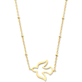 Collier Brillaxis  Collier or jaune motif colombe ajourée chaine boules