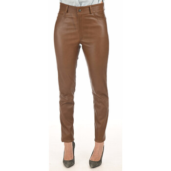 Pantalon La Canadienne  Pantalon Jean cuir stretch cognac-044895 - La Canadienne